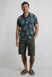Sarat Organic Cotton Printed Polo Shirt Navy