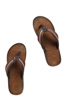 Malham Leather Look Flip Flops Antique Tan