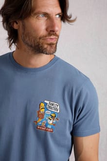 Fawlty Trouters Back Print Artist T-Shirt Mid Blue