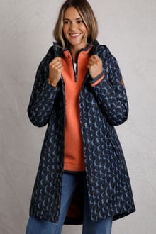 Sena Printed Waterproof Coat Dark Navy