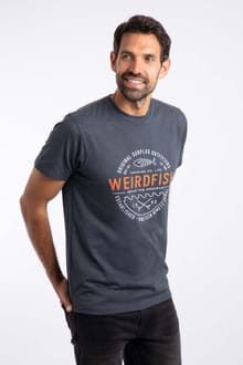 Waves Front Print Graphic T-Shirt Navy