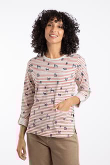 Anonna Organic Cotton Stripe Jersey T-Shirt Ecru