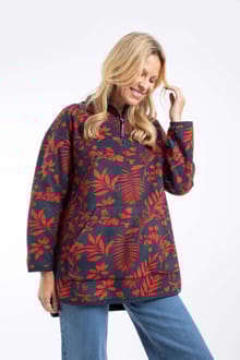 Ester Eco Printed Polar Popover Hoodie Navy