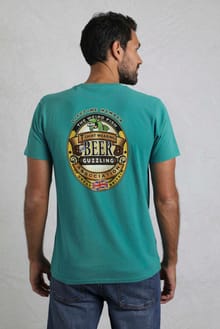 Beer Guzzling Back Print Artist T-Shirt Viridis