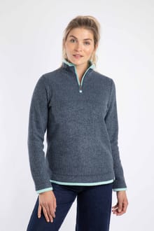 Beye 1/4 Zip Grid Fleece Rich Navy