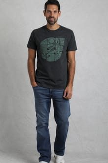 Summer Sector Front Print Eco Graphic T-Shirt Washed Black