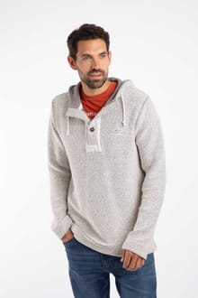 Bakersfield Button Neck Macaroni Hoodie Ecru