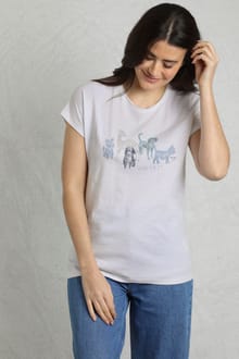 Walkies Front Print Graphic T-Shirt White