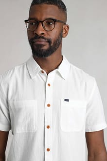 Hinton Organic Cotton and Linen Crepe Shirt Dusty White