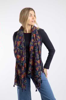 Marelia Printed Scarf Dark Blue