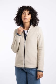 Ariana Full Zip Grid Fleece Ecru
