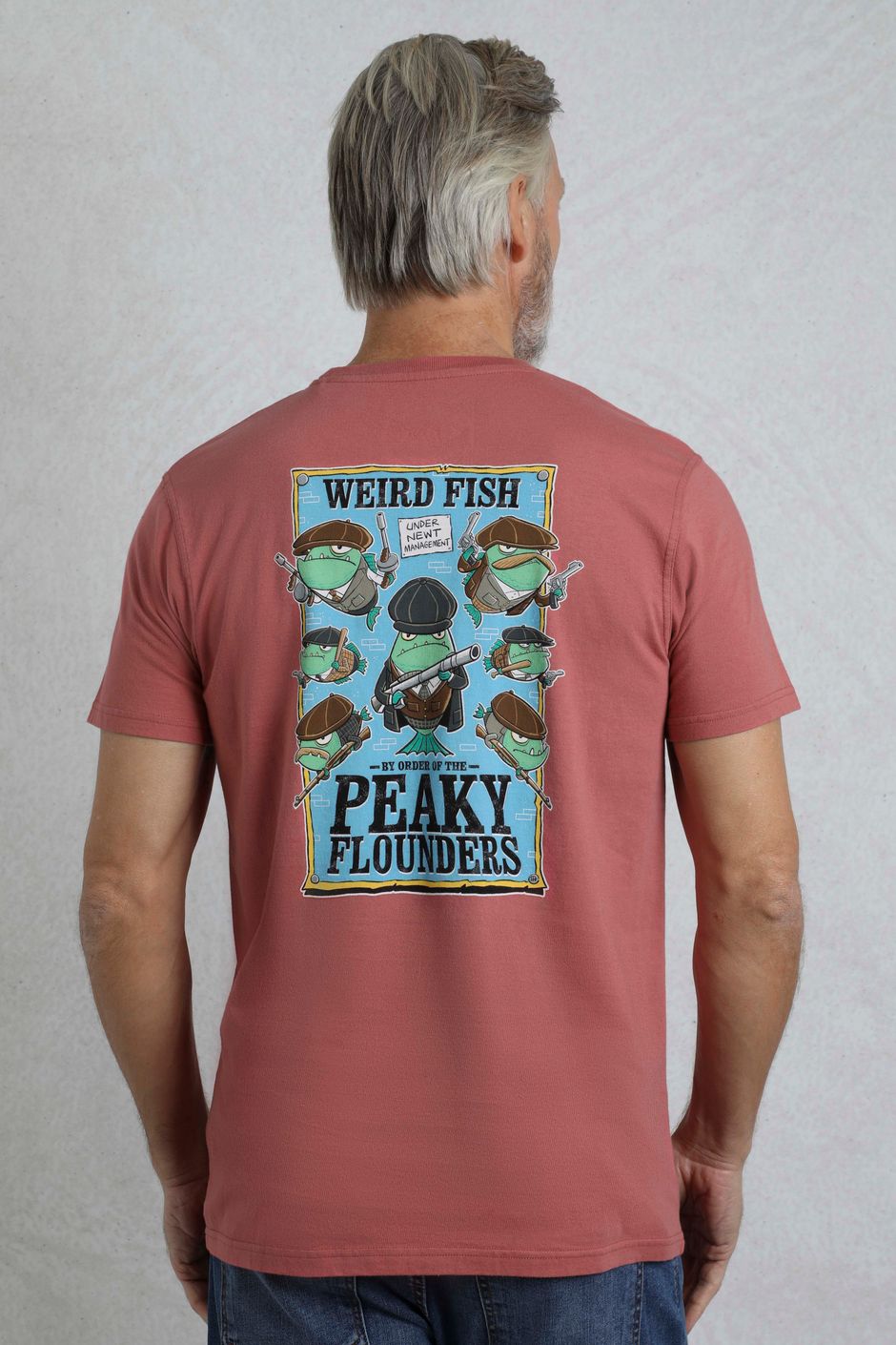 Peaky Flounders Back Print Artist T-Shirt Rosewood