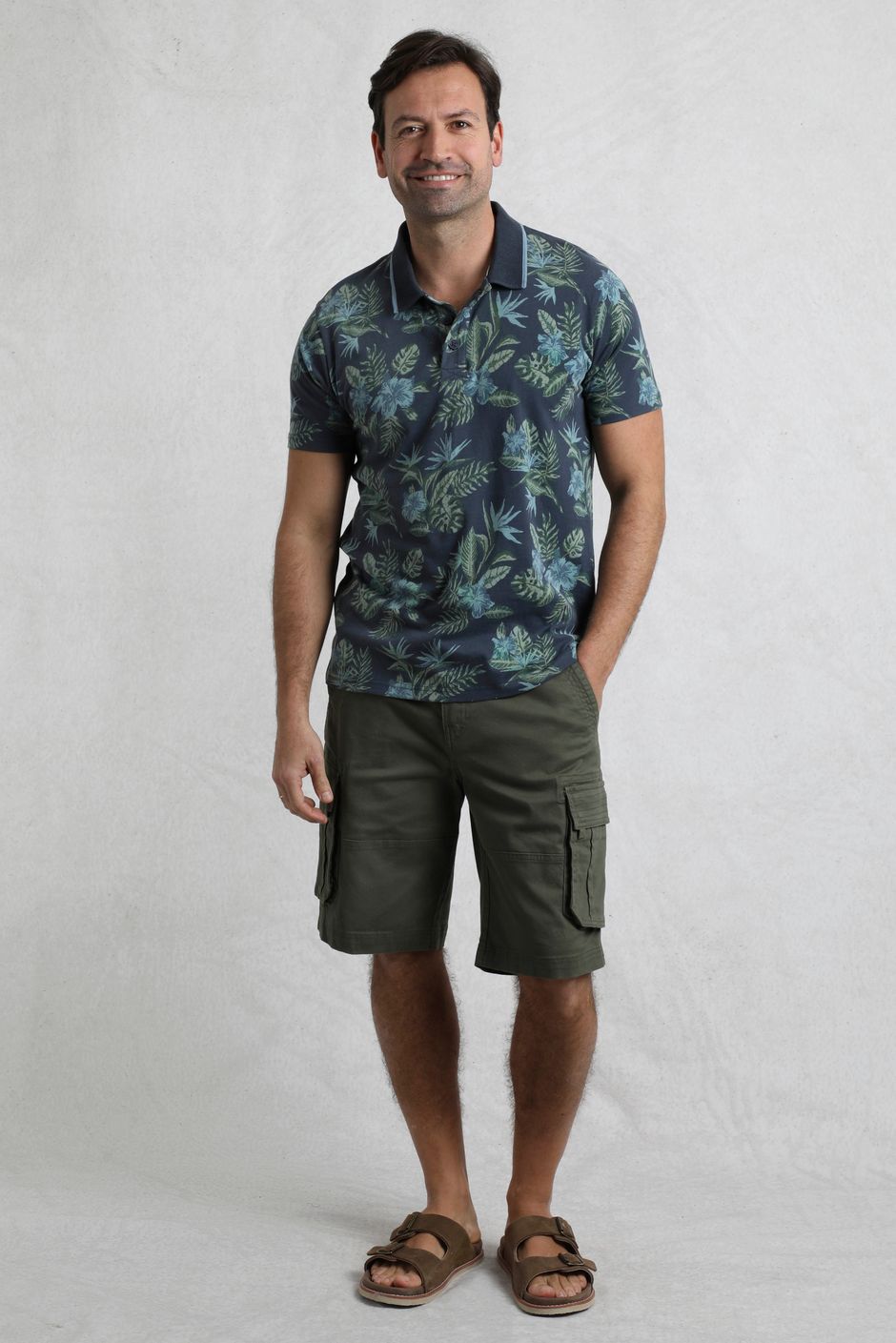 Sarat Organic Cotton Printed Polo Shirt Navy