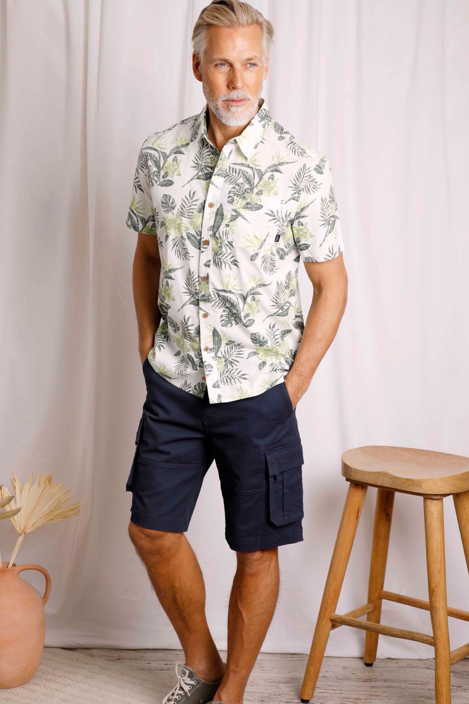 Faraway Organic Cotton Printed Shirt Dusty White