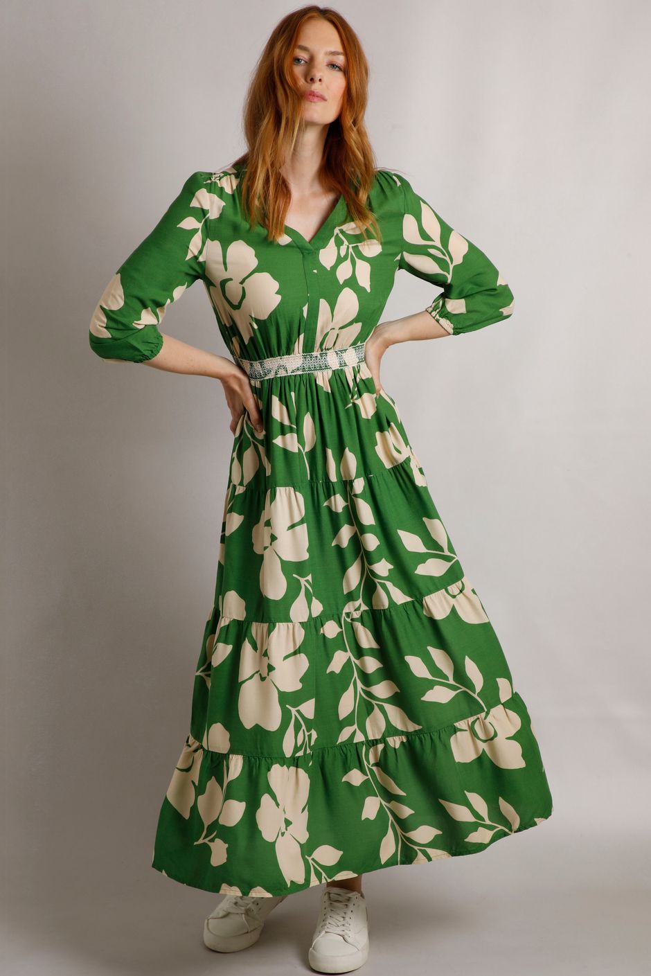 Isha LivaEco™ Printed Viscose Dress Moss Green