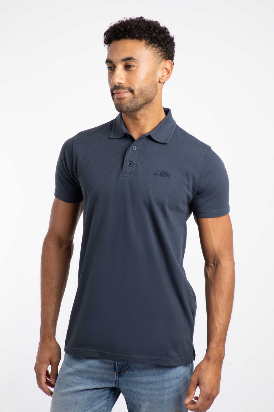 Giles Pique Polo Shirt Navy
