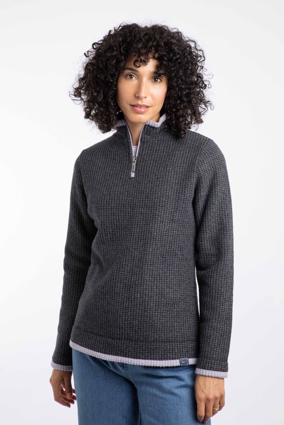 Beye 1/4 Zip Grid Fleece Washed Black