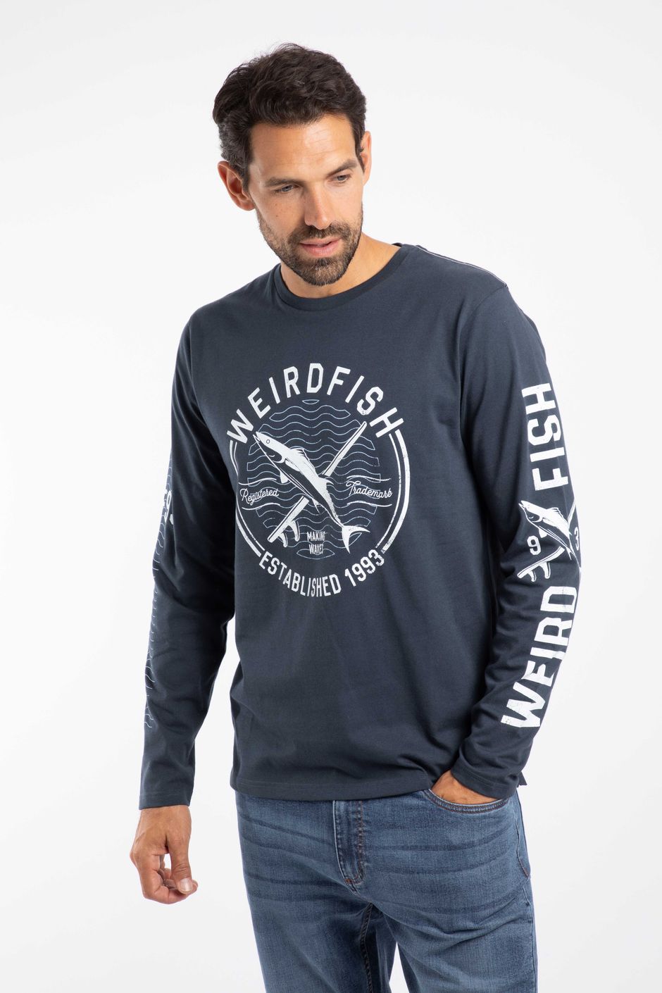 Making Waves Branded Long Sleeve T-Shirt Navy