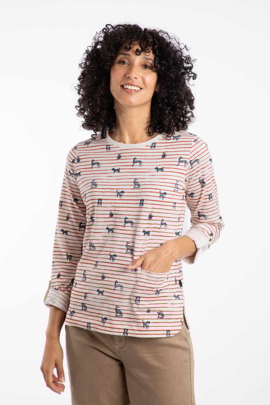 Anonna Organic Cotton Stripe Jersey T-Shirt Ecru