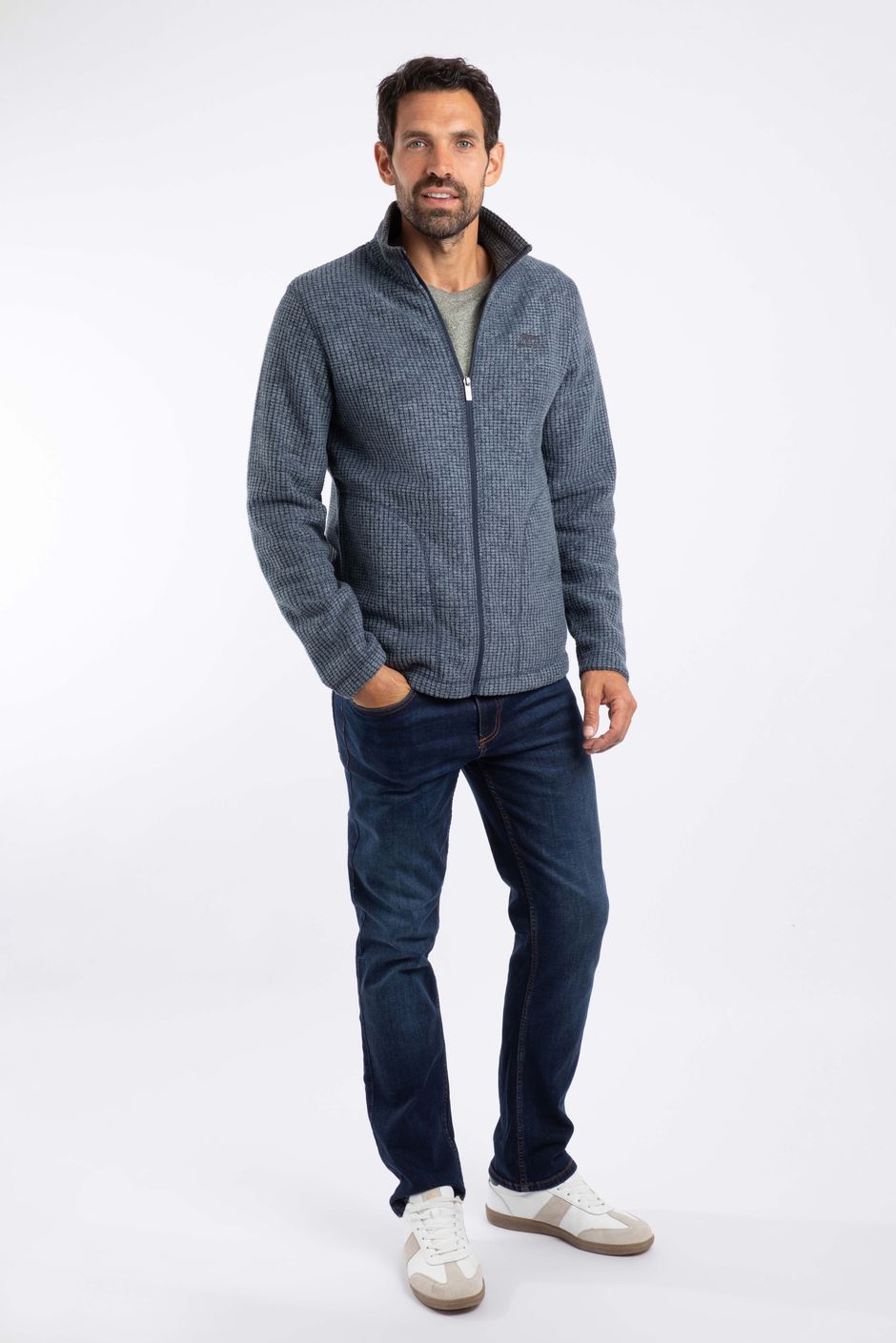 Shires Full Zip Grid Fleece Navy