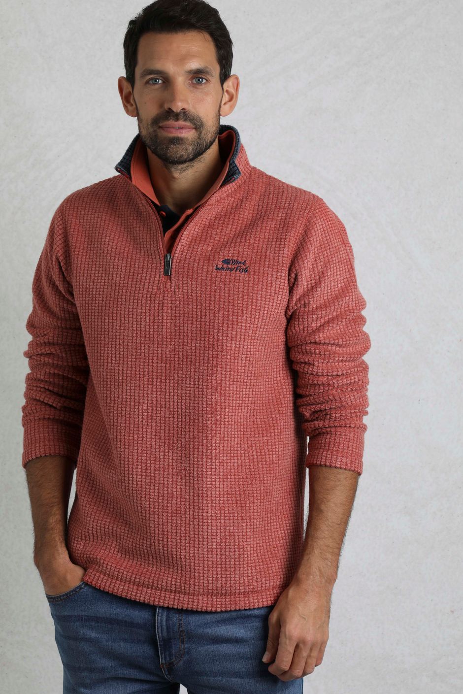 Newark 1/4 Zip Grid Fleece Paprika