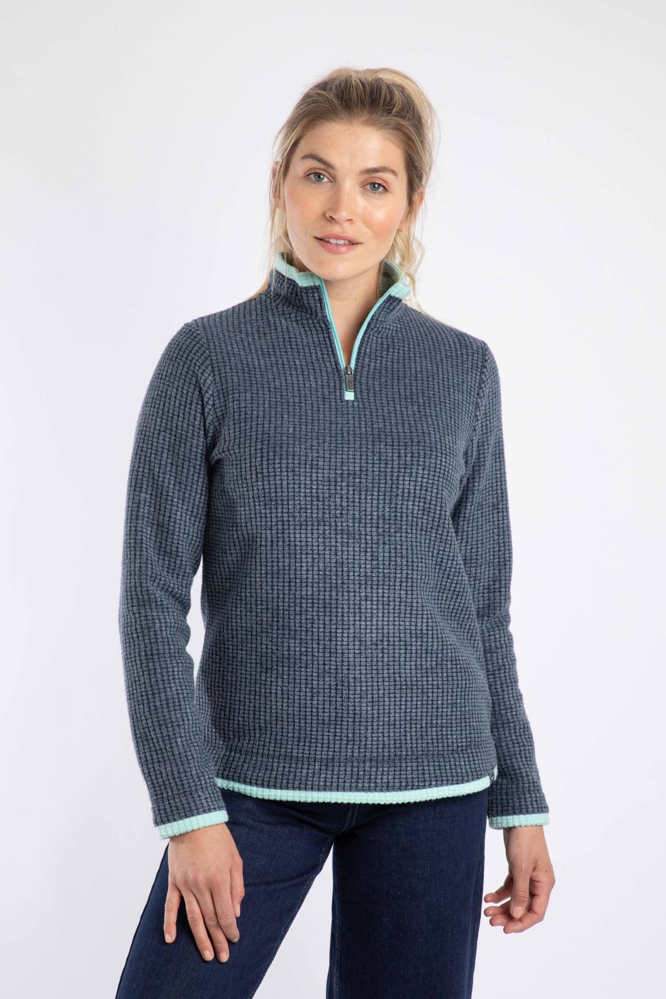 Beye 1/4 Zip Grid Fleece Rich Navy