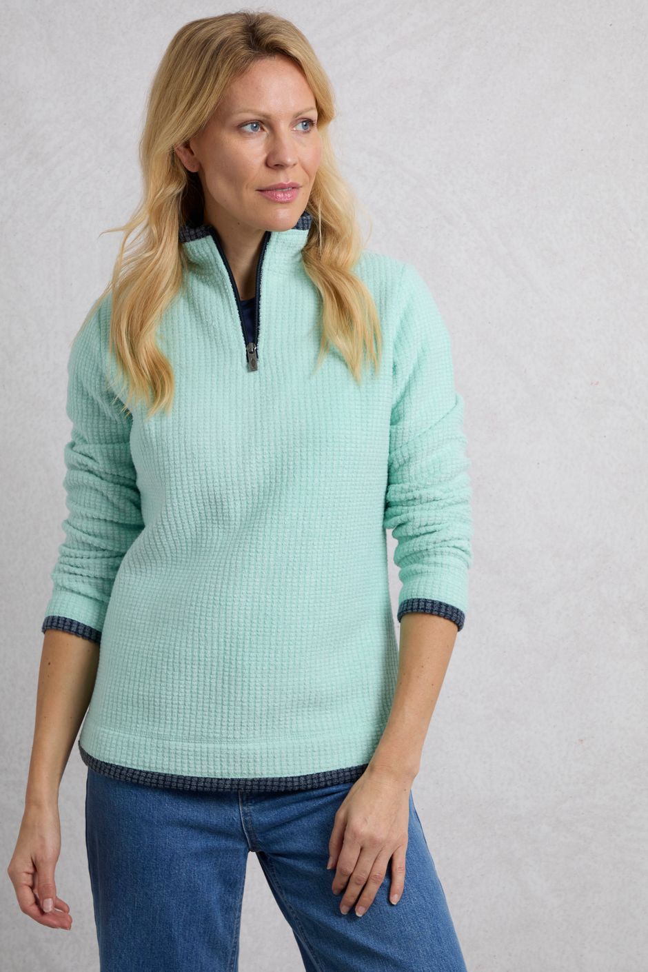 Beye 1/4 Zip Grid Fleece Seaspray