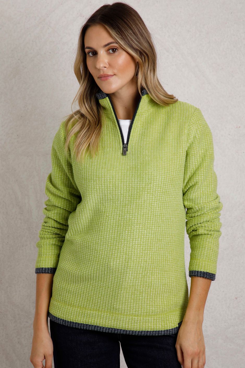Beye 1/4 Zip Grid Fleece Tarragon