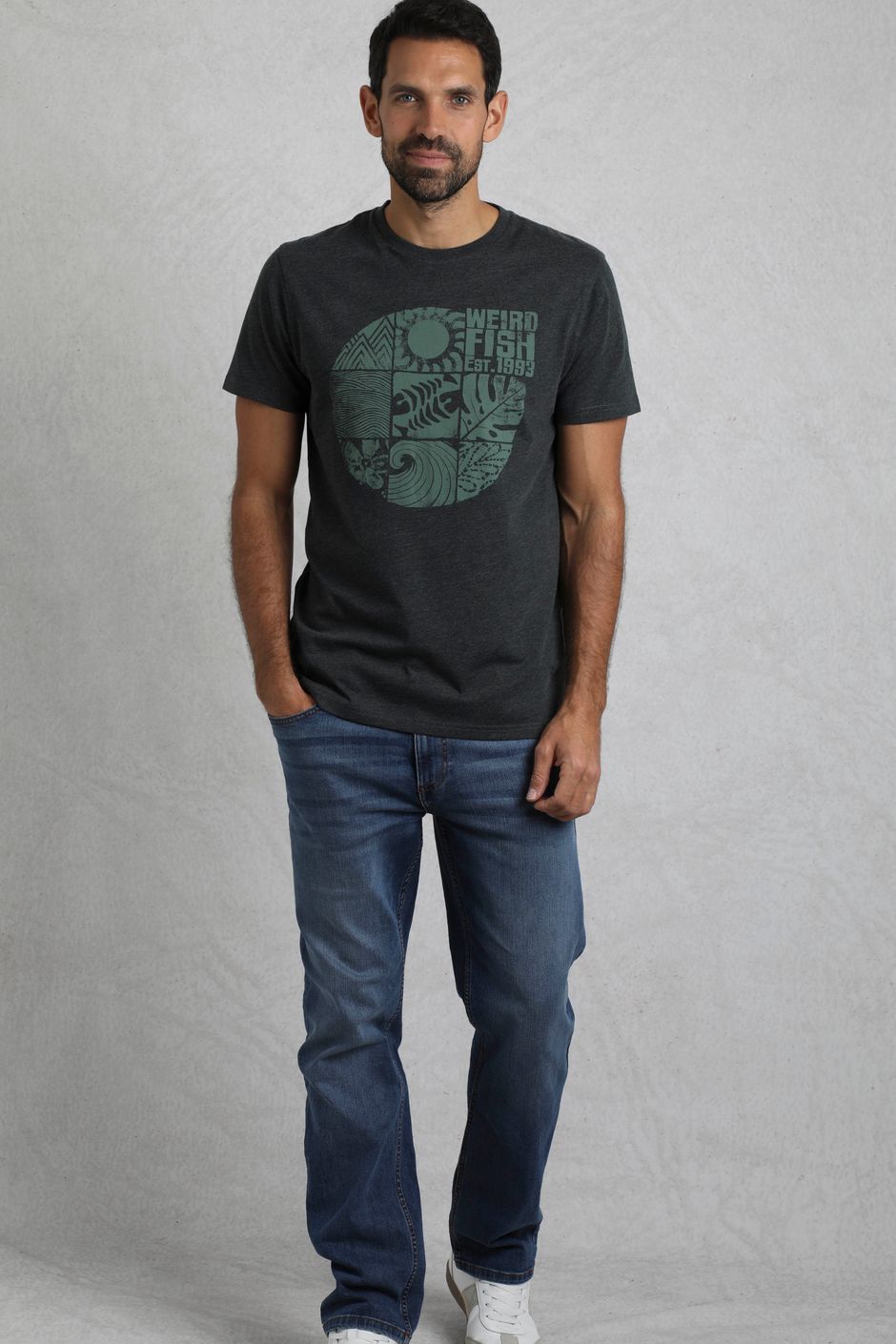 Summer Sector Front Print Eco Graphic T-Shirt Washed Black