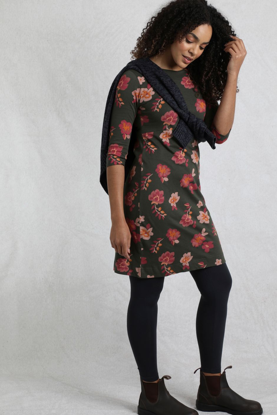 Shafika Printed Jersey Dress Olive