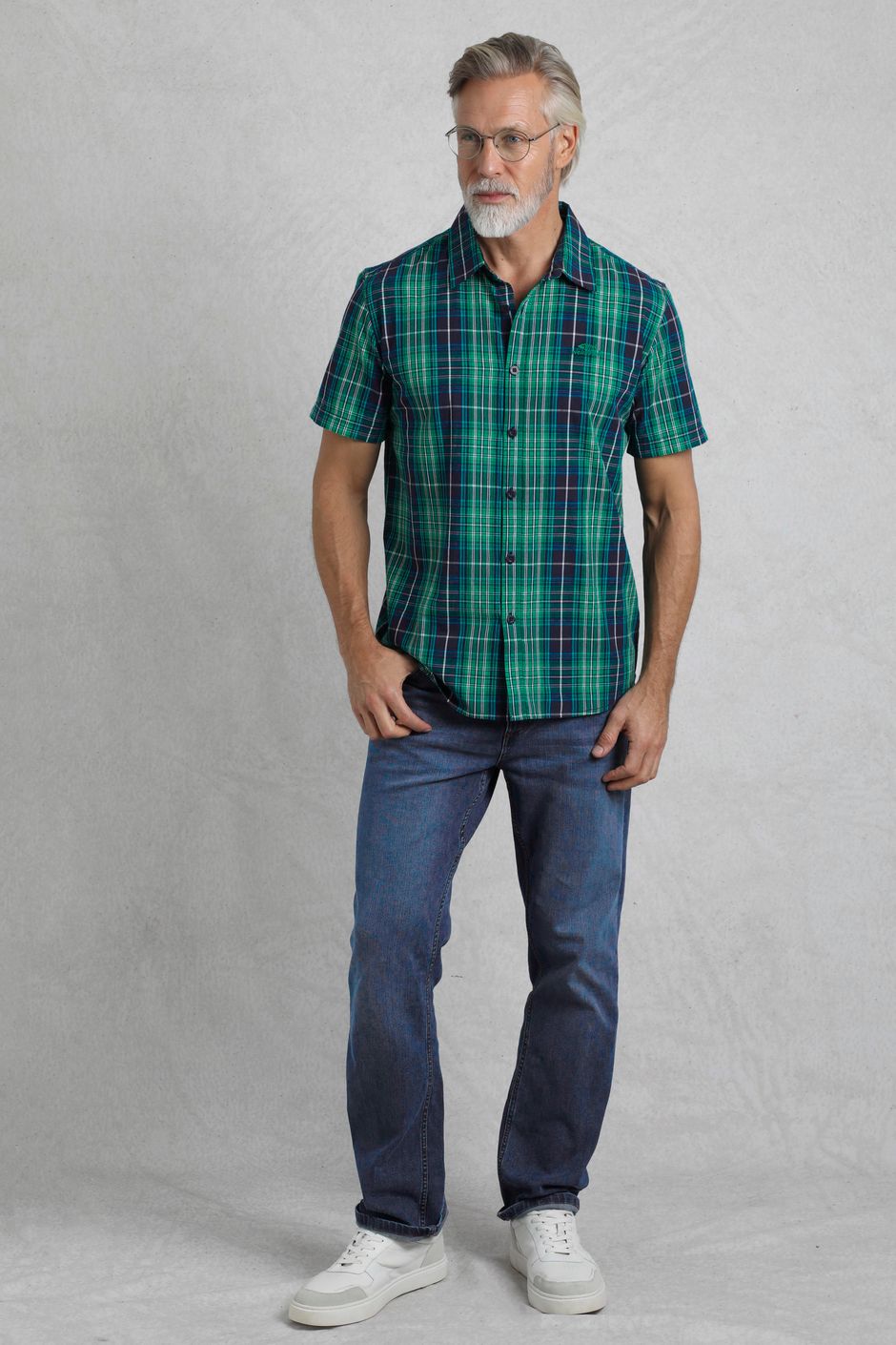 Judd Short Sleeve Check Shirt Dark Blue