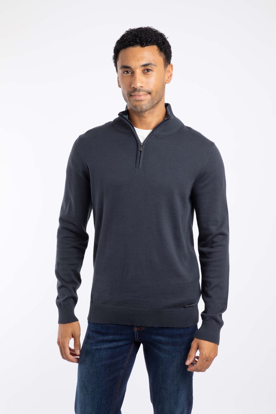 Baxter Fine Knit 1/4 Zip Jumper Navy