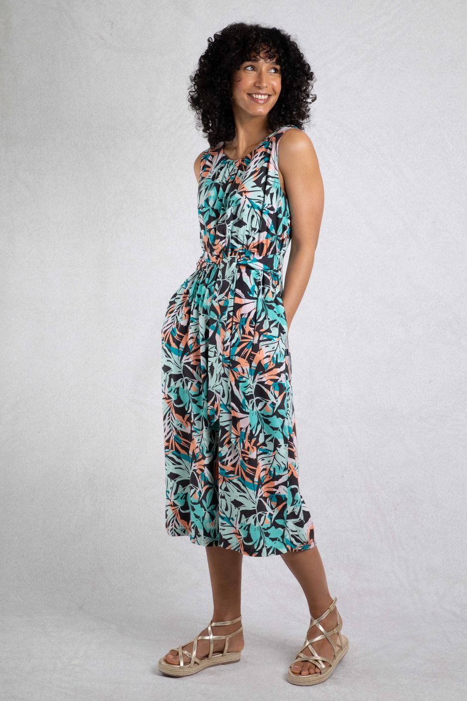 Nalani LivaEco™ Printed Viscose Jumpsuit Aqua blue