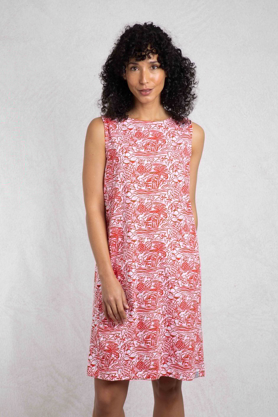 Adenea Organic Cotton Jersey Shift Dress Rich Red