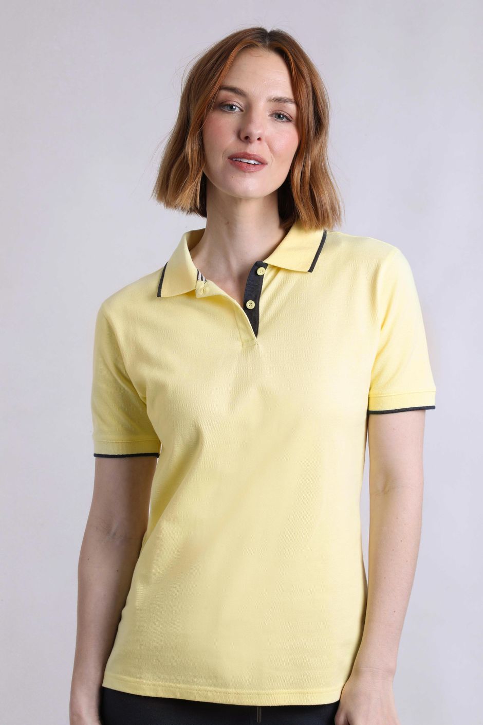 Pammie Organic Cotton Pique Polo Shirt Yellow