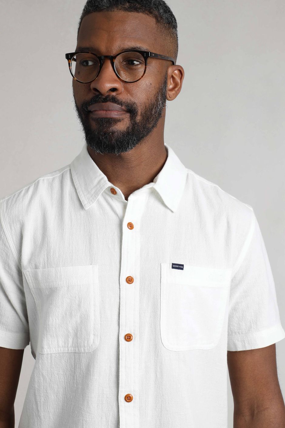 Hinton Organic Cotton and Linen Crepe Shirt Dusty White