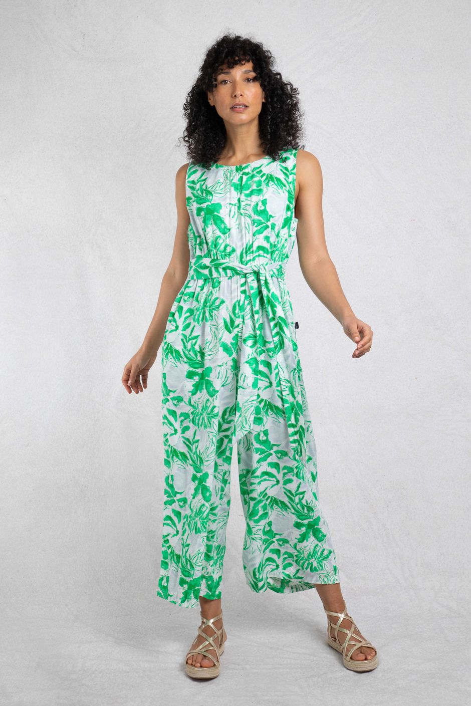 Padra Lenzing EcoVero™ Wide Leg Printed Jumpsuit Evergreen