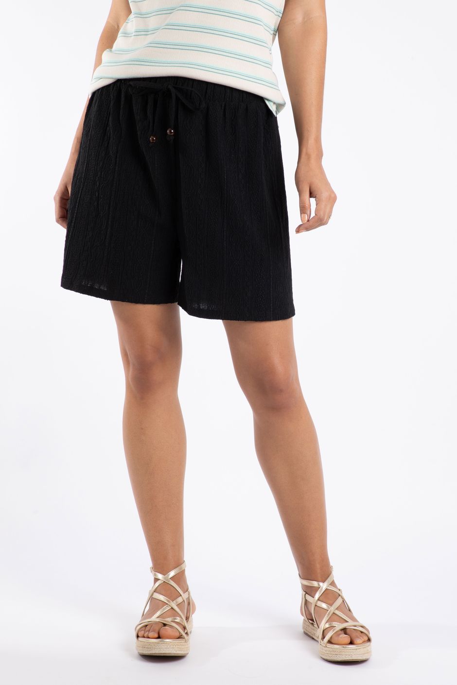 Mima Broderie Stretch Travel Shorts Black