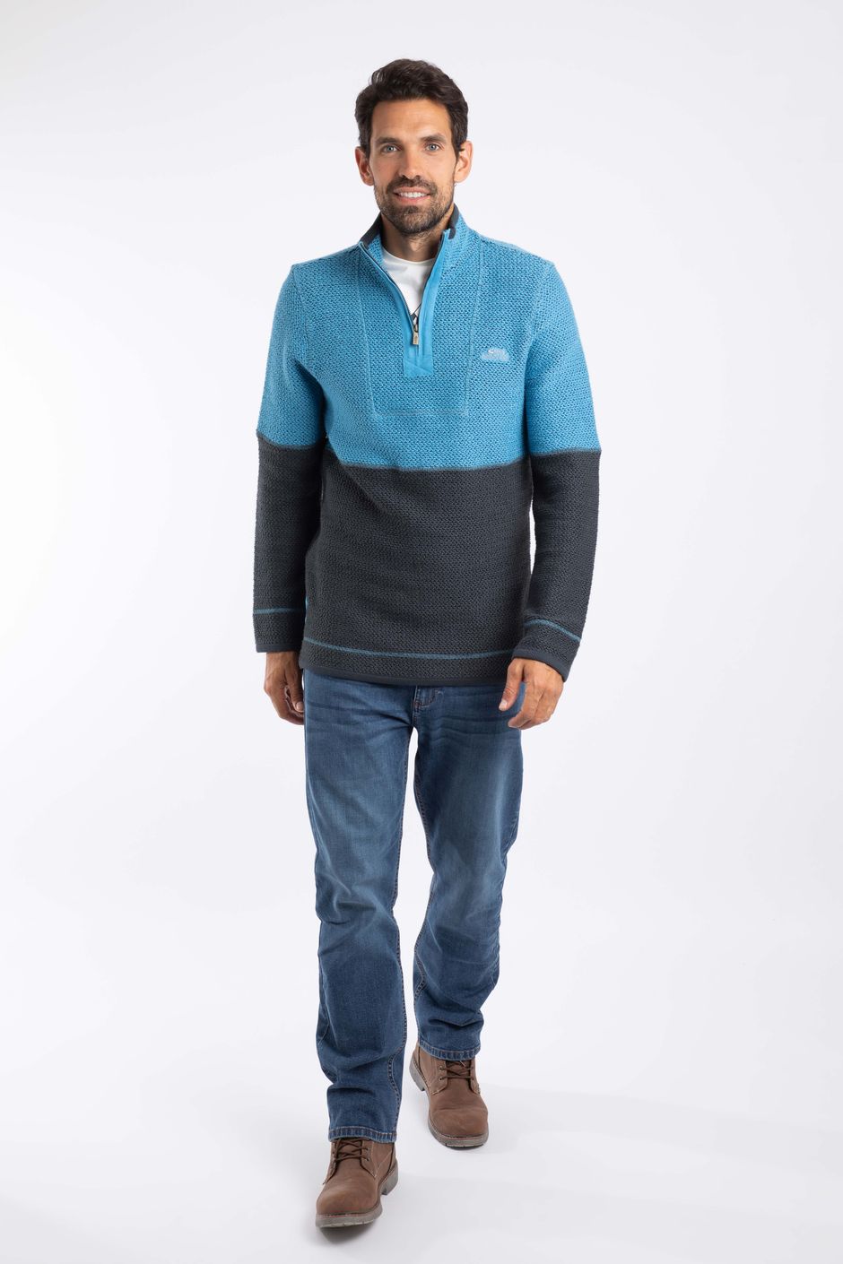 Kielder 1/4 Zip Limited Edition Macaroni Sweatshirt Pacific Blue