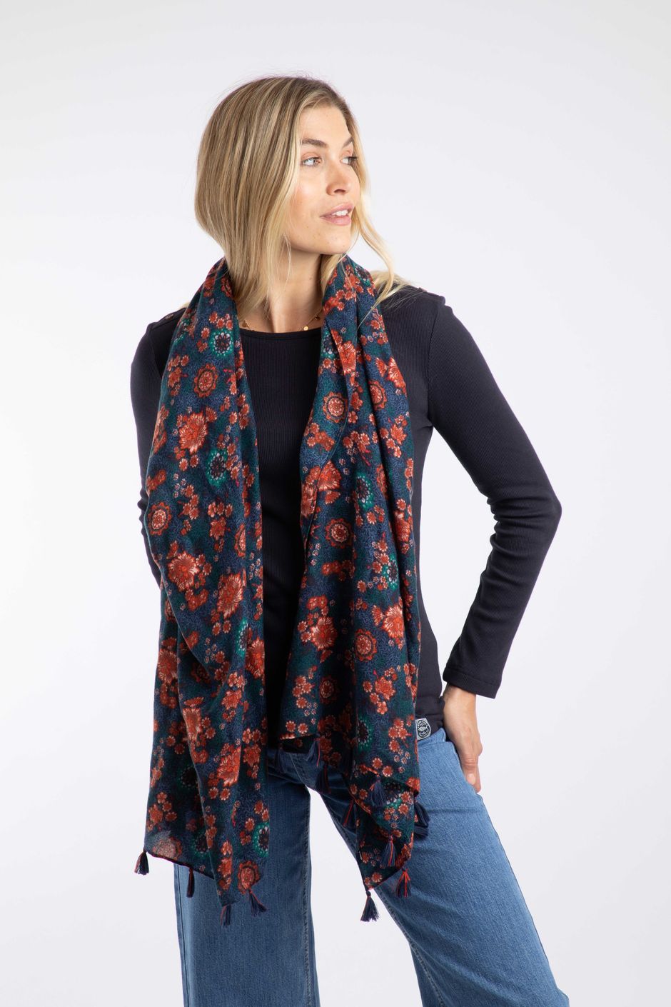 Marelia Printed Scarf Dark Blue