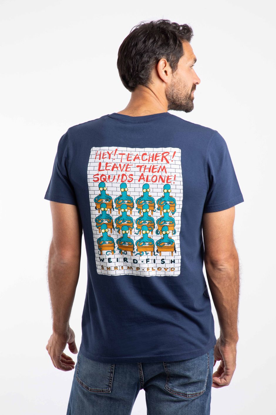 Hey Teacher Back Print Artist T-Shirt Dark Blue