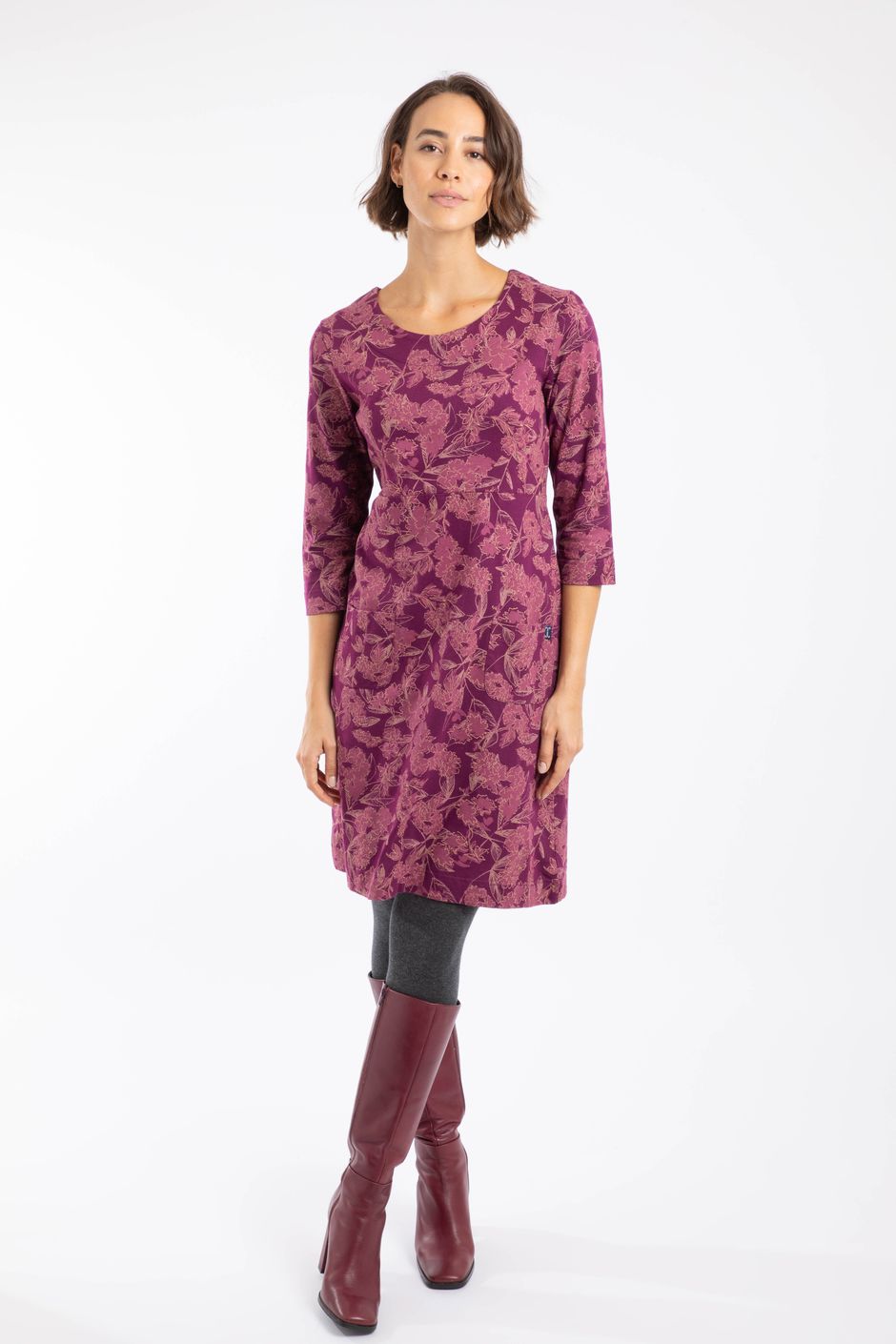 Starshine Printed Jersey Dress Plum