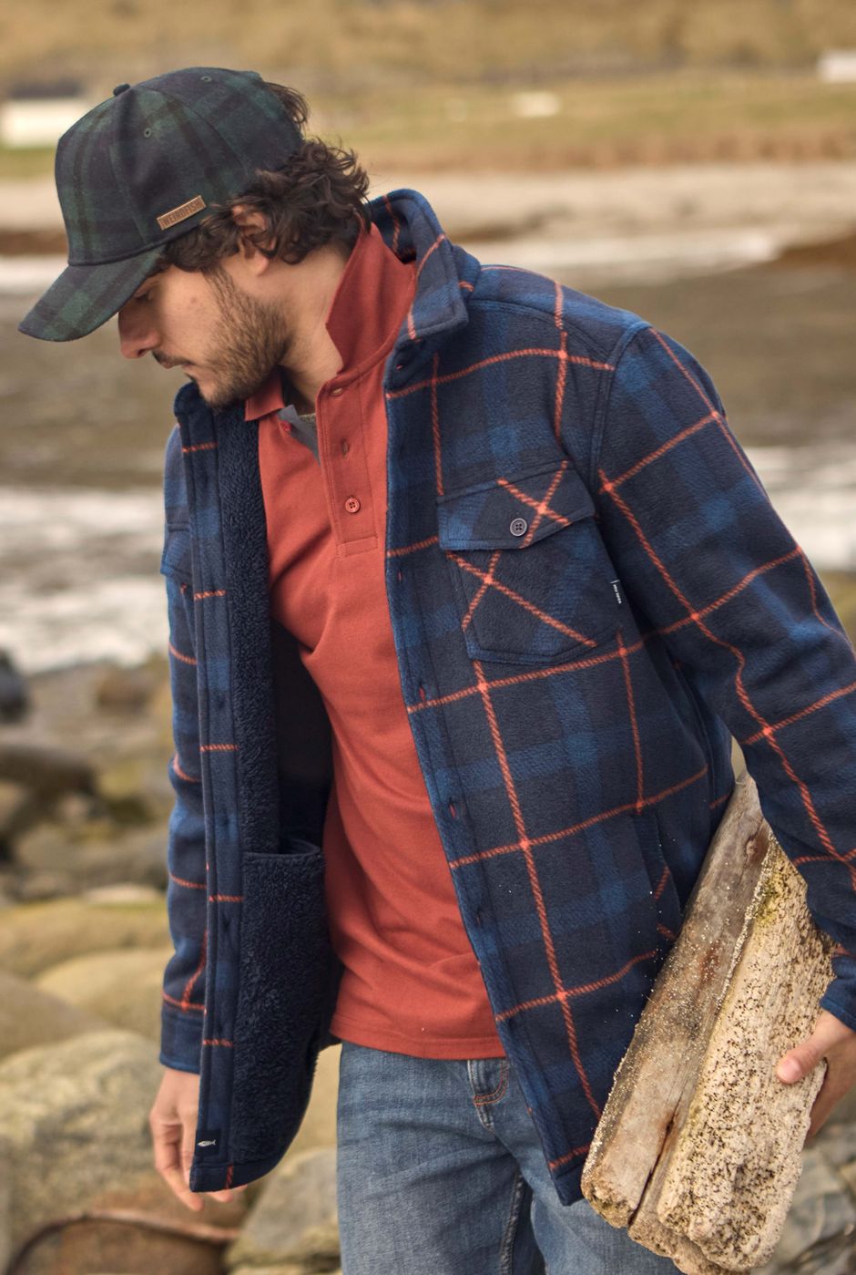Tyburn Check Fleece Shacket Navy