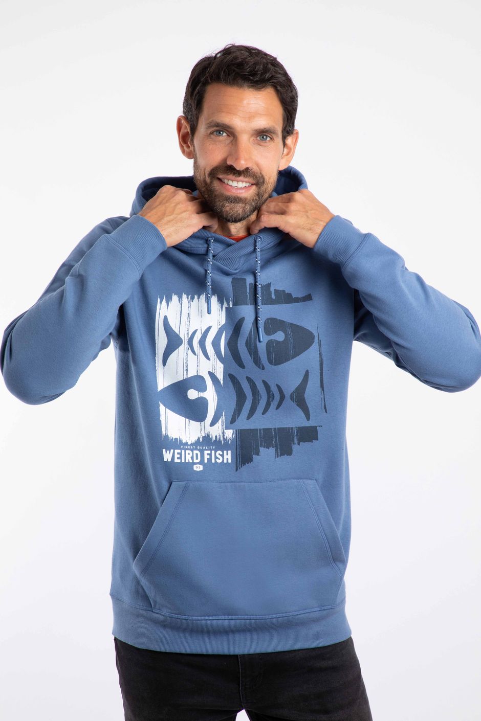 Bryant Graphic Pop Over Hoodie Mid Blue