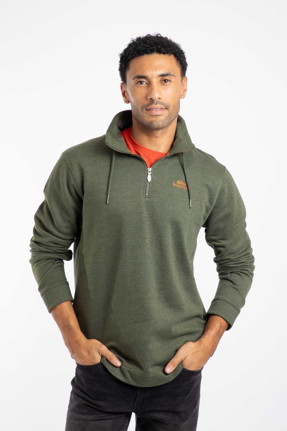 Brampton Branded 1/4 Zip Sweatshirt Fir Green