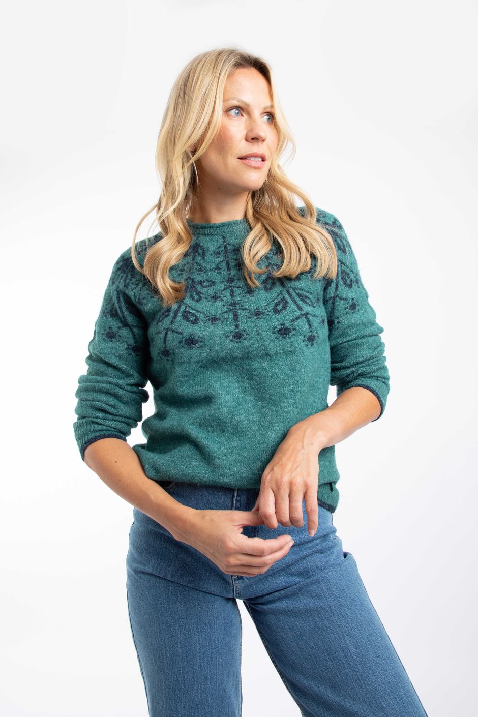 Miska Fair Isle Jumper Deep Teal